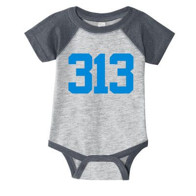 Detroit 313 Area Code GRIT Sports Fan Detroiter Fan Infant Baby Jersey Bodysuit