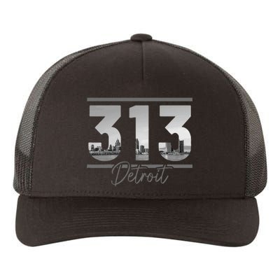 Detroit 313 Area Code Skyline Michigan Vintage Yupoong Adult 5-Panel Trucker Hat