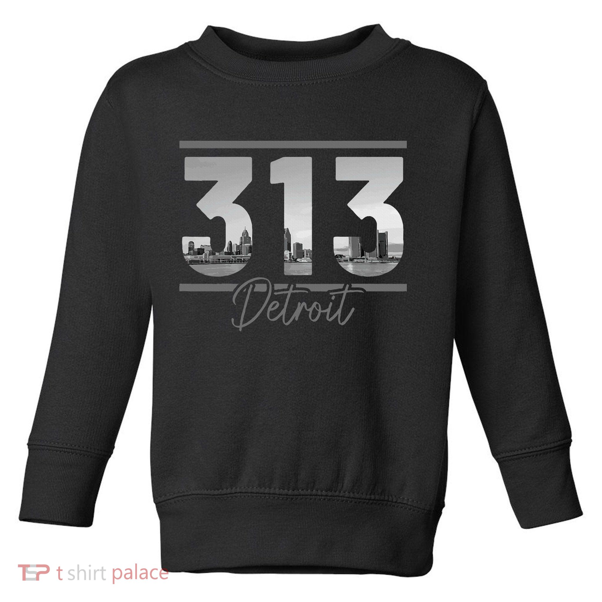Detroit 313 Area Code Skyline Michigan Vintage Toddler Sweatshirt