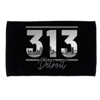 Detroit 313 Area Code Skyline Michigan Vintage Microfiber Hand Towel