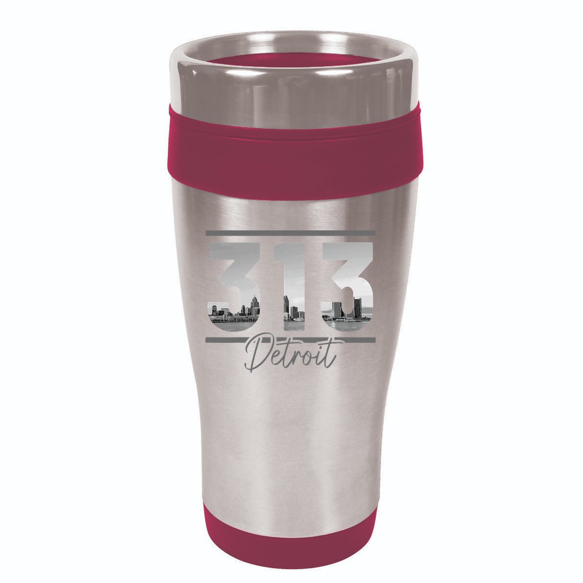 Detroit 313 Area Code Skyline Michigan Vintage 16oz Travel Tumbler