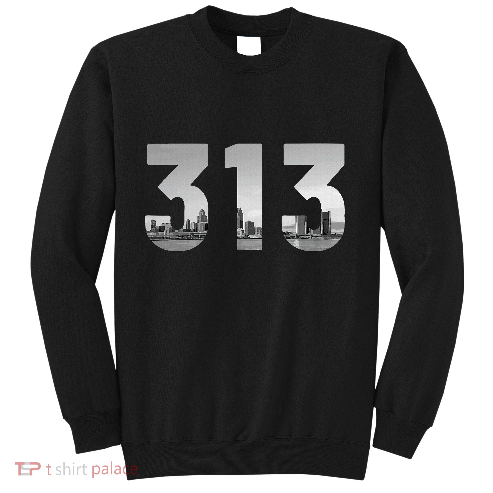 Detroit 313 Area Code Skyline Michigan Vintage Sweatshirt