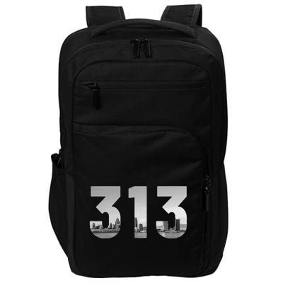 Detroit 313 Area Code Skyline Michigan Vintage Impact Tech Backpack
