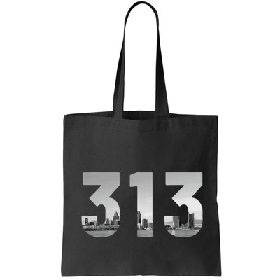 Detroit 313 Area Code Skyline Michigan Vintage Bag
