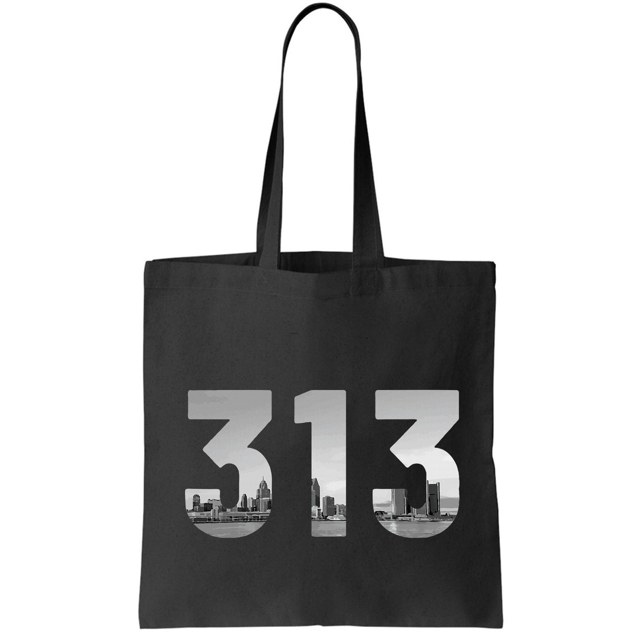 Detroit 313 Area Code Skyline Michigan Vintage Bag