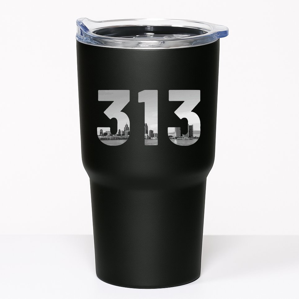 Detroit 313 Area Code Skyline Michigan Vintage Tumbler
