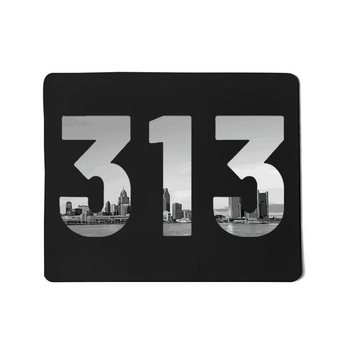 Detroit 313 Area Code Skyline Michigan Vintage Mousepad