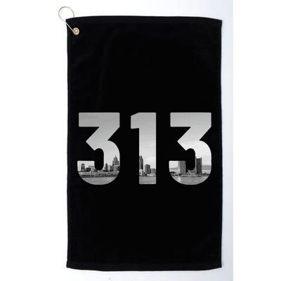 Detroit 313 Area Code Skyline Michigan Vintage Golf Towel