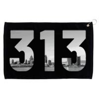 Detroit 313 Area Code Skyline Michigan Vintage Grommeted Golf Towel