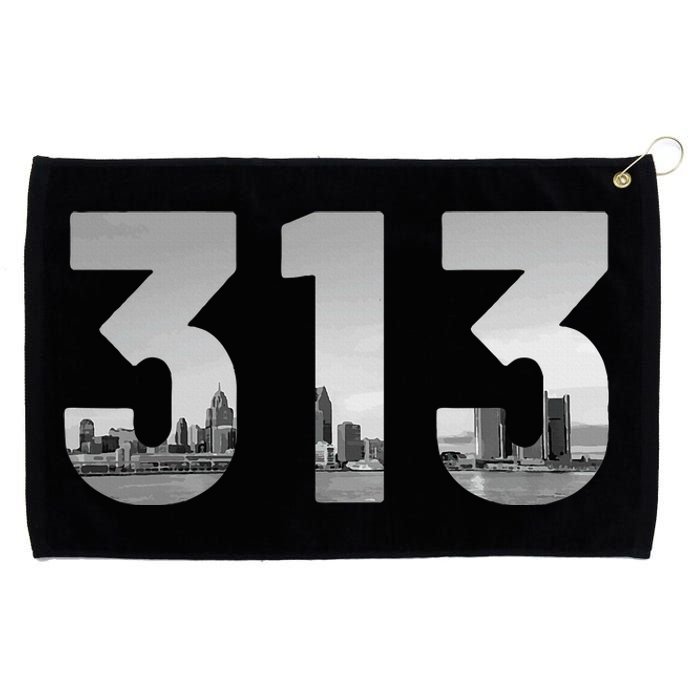 Detroit 313 Area Code Skyline Michigan Vintage Grommeted Golf Towel