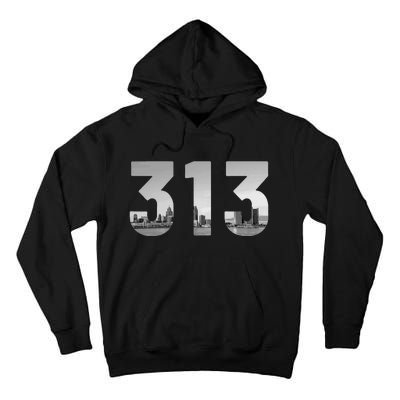 Detroit 313 Area Code Skyline Michigan Vintage Tall Hoodie