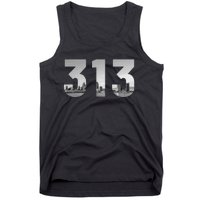 Detroit 313 Area Code Skyline Michigan Vintage Tank Top