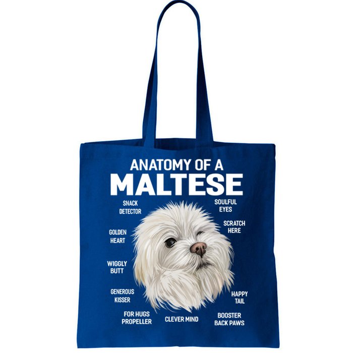 Dogs 365 Anatomy Of A Maltese Dog Funny Gift Cute Gift Tote Bag