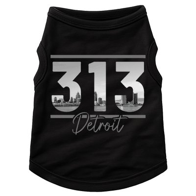 Detroit 313 Area Code Skyline Michigan Vintage Doggie Tank