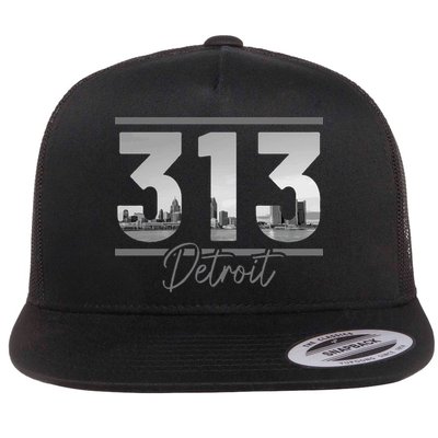 Detroit 313 Area Code Skyline Michigan Vintage Flatbill Hat