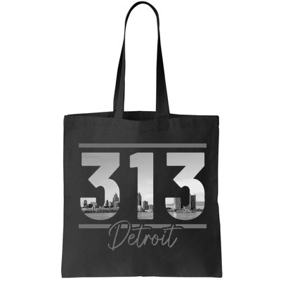 Detroit 313 Area Code Skyline Michigan Vintage Bag
