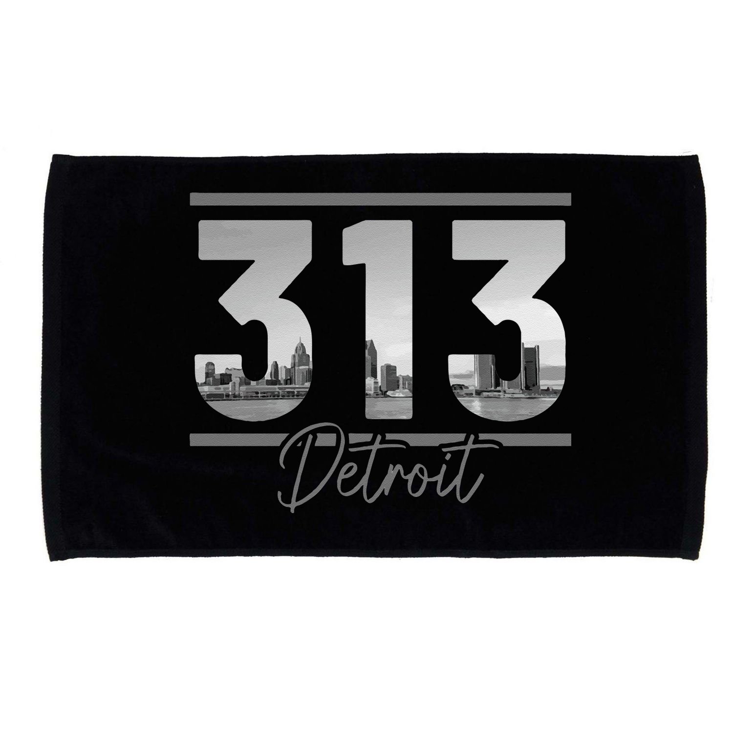 Detroit 313 Area Code Skyline Michigan Vintage Microfiber Hand Towel