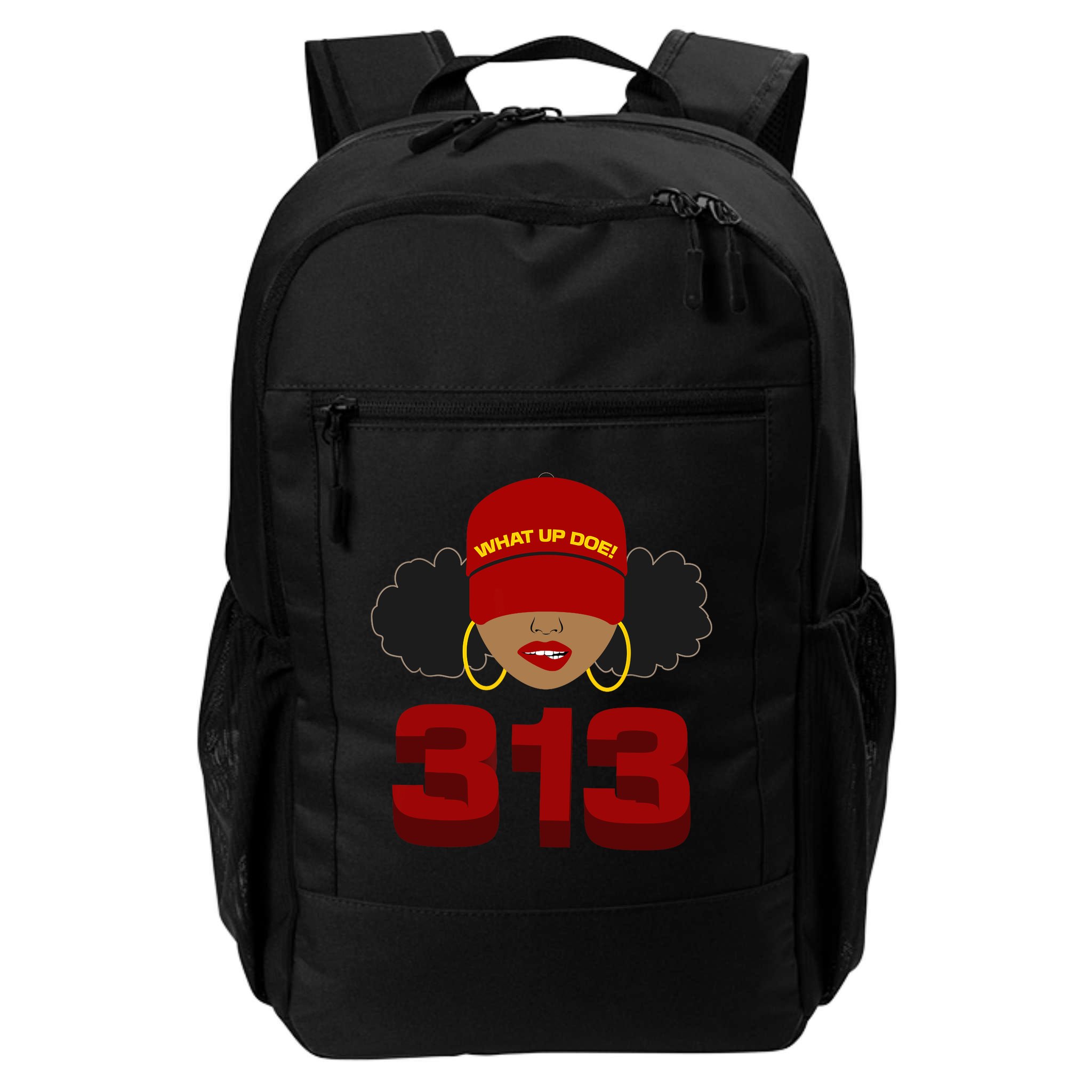 Detroit 313 Area Code What Up Doe Black Woman Backpack