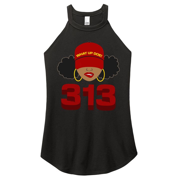 Detroit 313 Area Code What Up Doe Black Woman Women's Perfect Tri Rocker Tank