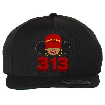 Detroit 313 Area Code What Up Doe Black Woman Wool Snapback Cap