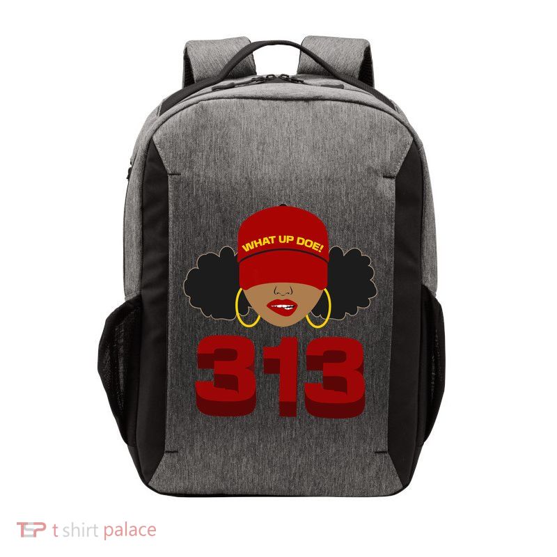 Detroit 313 Area Code What Up Doe Black Woman Vector Backpack