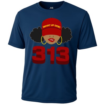 Detroit 313 Area Code What Up Doe Black Woman Performance Shirt