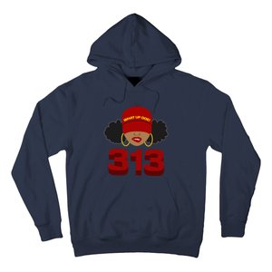 Detroit 313 Area Code What Up Doe Black Woman Hoodie