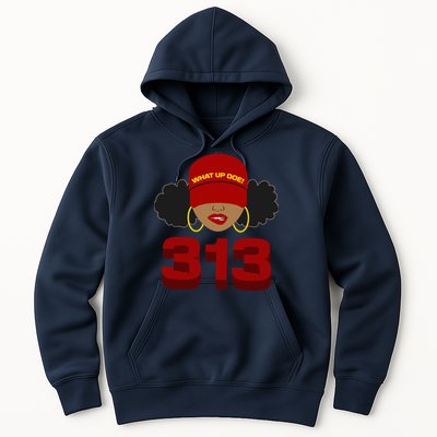 Detroit 313 Area Code What Up Doe Black Woman Hoodie