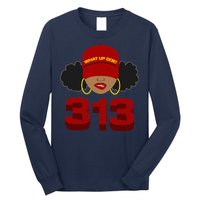 Detroit 313 Area Code What Up Doe Black Woman Long Sleeve Shirt