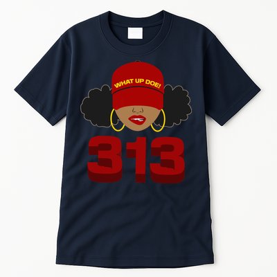 Detroit 313 Area Code What Up Doe Black Woman Tall T-Shirt
