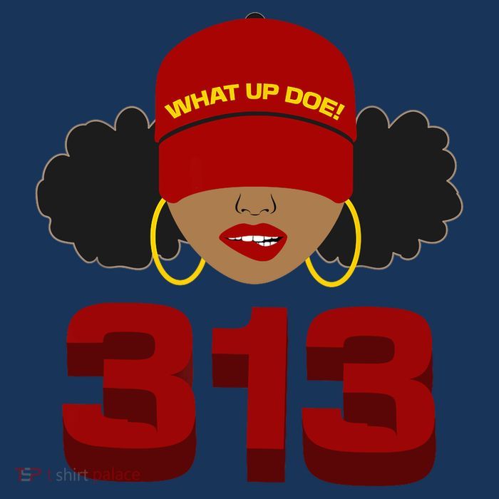 Detroit 313 Area Code What Up Doe Black Woman Drawstring Bag