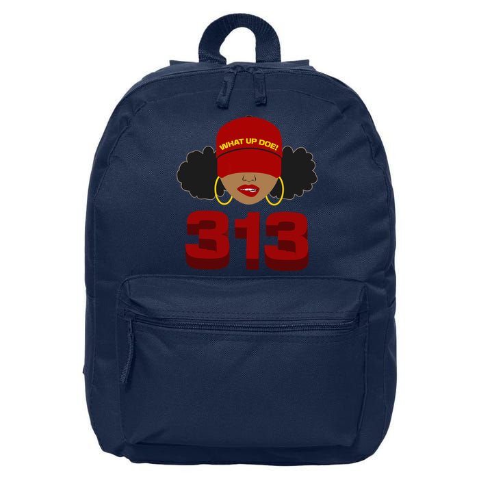 Detroit 313 Area Code What Up Doe Black Woman 16 in Basic Backpack