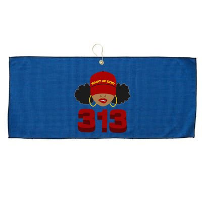 Detroit 313 Area Code What Up Doe Black Woman Large Microfiber Waffle Golf Towel