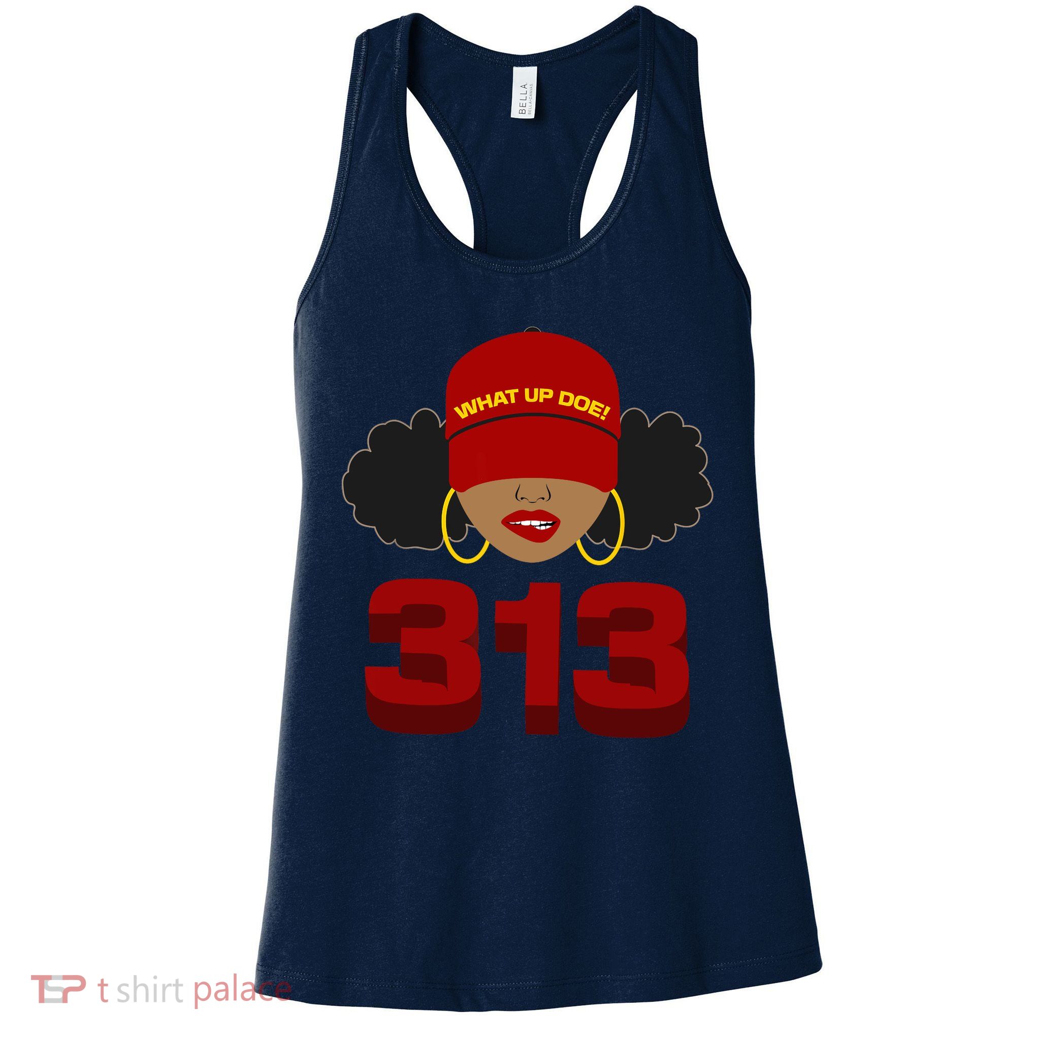 Detroit 313 Area Code What Up Doe Black Woman Womens Tank Top