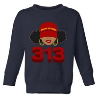 Detroit 313 Area Code What Up Doe Black Woman Toddler Sweatshirt