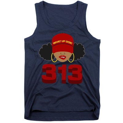 Detroit 313 Area Code What Up Doe Black Woman Tank Top