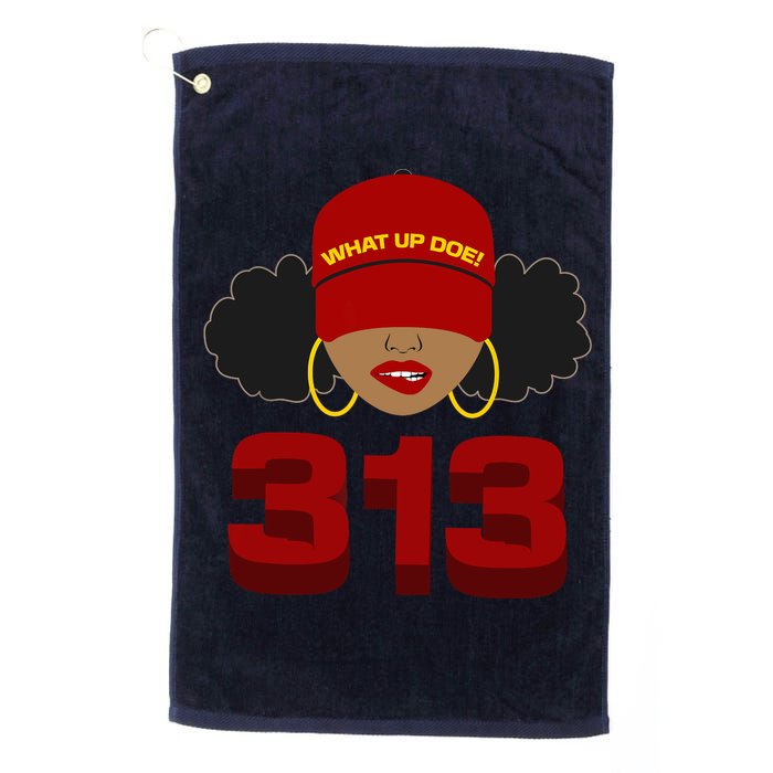Detroit 313 Area Code What Up Doe Black Woman Golf Towel