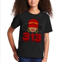 Detroit 313 Area Code What Up Doe Black Woman Kids T-Shirt