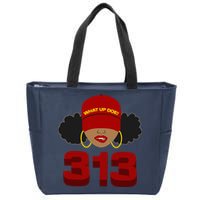 Detroit 313 Area Code What Up Doe Black Woman Zip Tote Bag