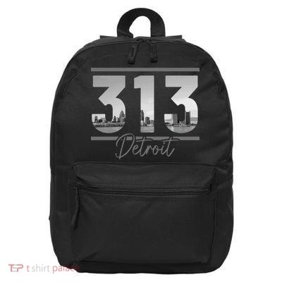 Detroit 313 Area Code Skyline Michigan Vintage 16 in Basic Backpack