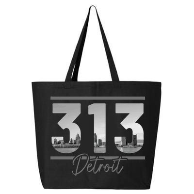 Detroit 313 Area Code Skyline Michigan Vintage 25L Jumbo Tote