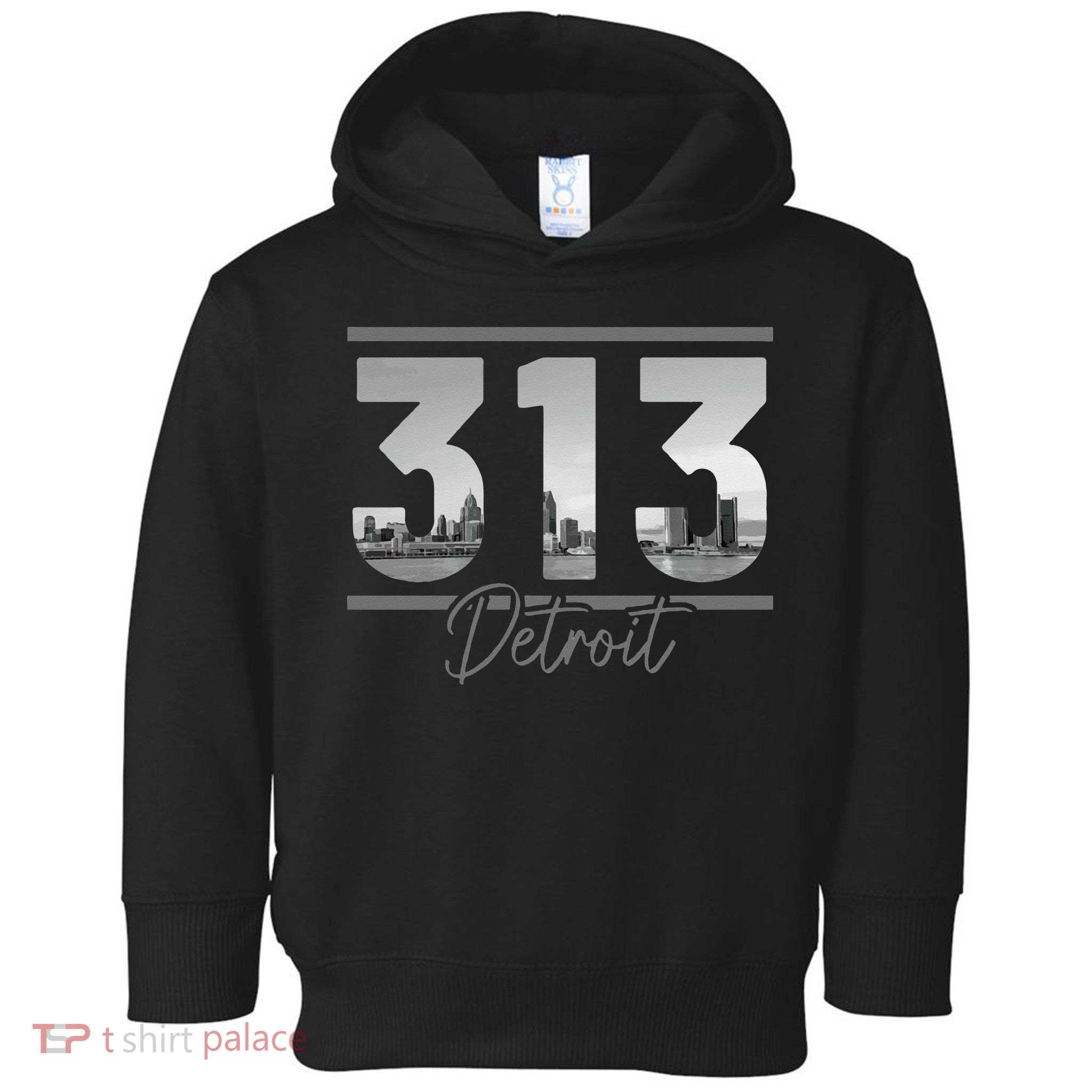Detroit 313 Area Code Skyline Michigan Vintage Toddler Hoodie