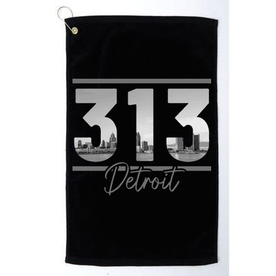 Detroit 313 Area Code Skyline Michigan Vintage Golf Towel