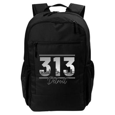 Detroit 313 Area Code Skyline Michigan Vintage Backpack
