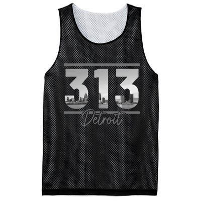 Detroit 313 Area Code Skyline Michigan Vintage Mesh Reversible Basketball Jersey Tank