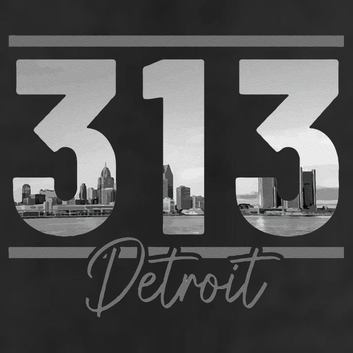 Detroit 313 Area Code Skyline Michigan Vintage Golf Towel