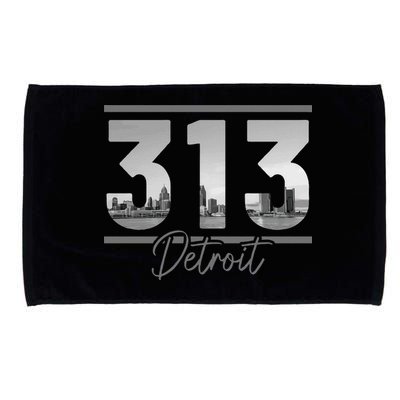 Detroit 313 Area Code Skyline Michigan Vintage Microfiber Hand Towel