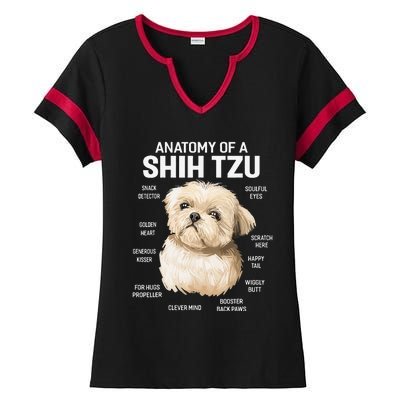 Dogs 365 Anatomy of a Shih Tzu Dog Funny Gift Ladies Halftime Notch Neck Tee