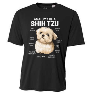 Dogs 365 Anatomy of a Shih Tzu Dog Funny Gift Cooling Performance Crew T-Shirt