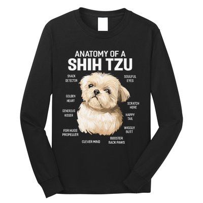 Dogs 365 Anatomy of a Shih Tzu Dog Funny Gift Long Sleeve Shirt